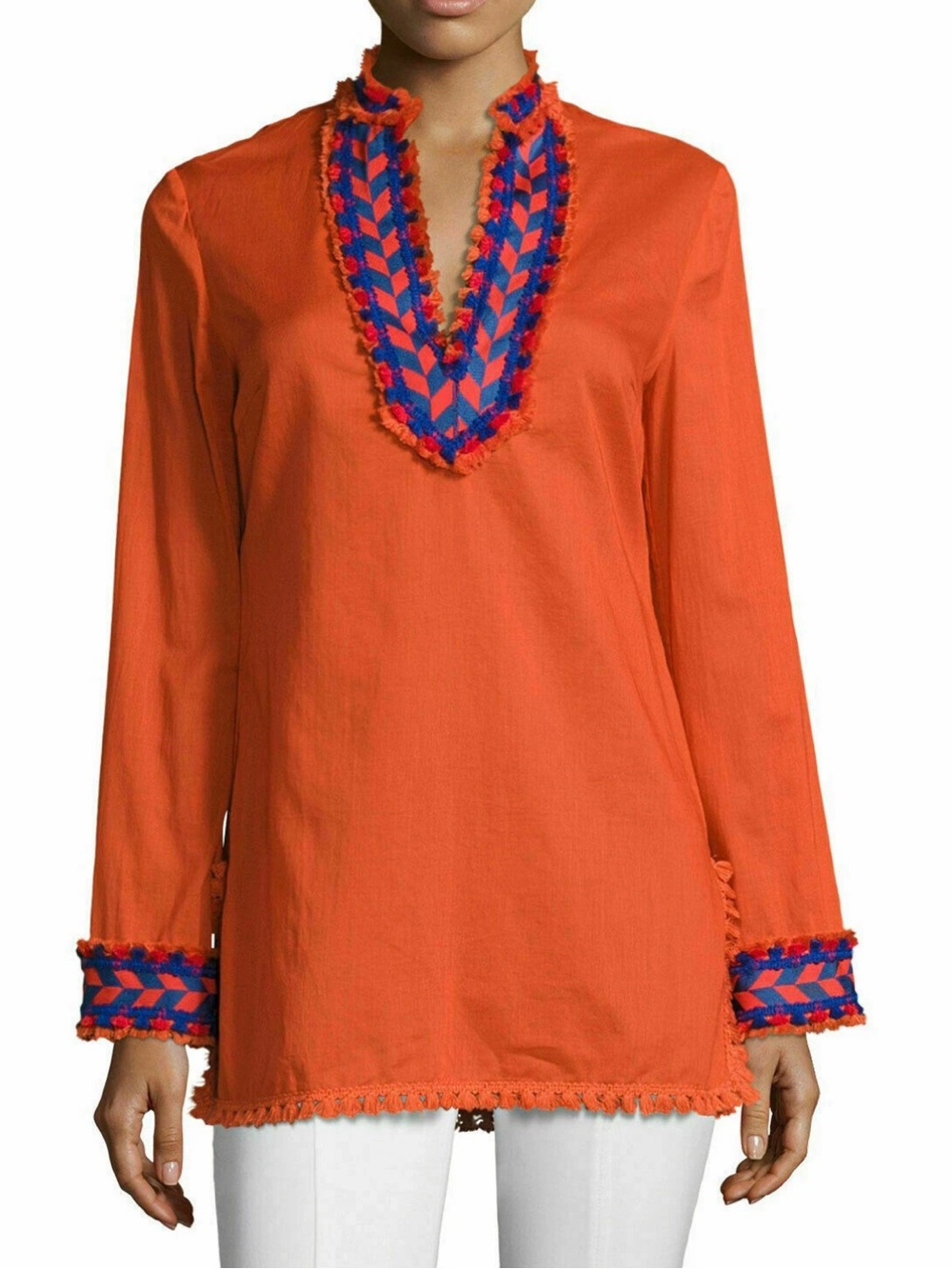 ✨Tory Burch Samba Fringe-Trim Cotton
Tunic Top✨BNWT $275